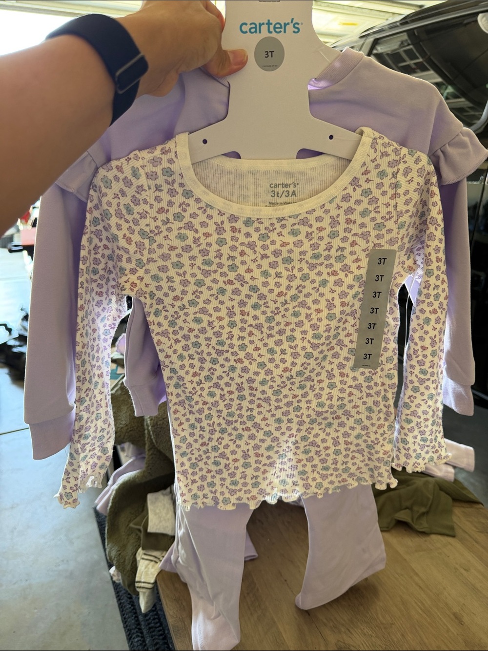 Carter's Lavender Floral Ribbed Long-Sleeve Top for Kids